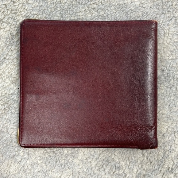 Cartier Paris Designer Bifold Wallet Burgundy Maroon Leather Bill Holder - Picture 5 of 17